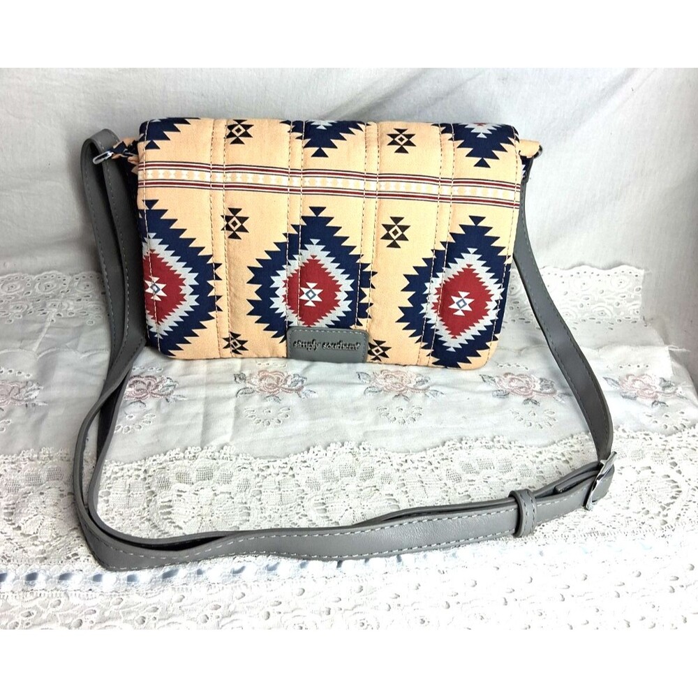 Simply Southern Yellow Aztec Small Shoulder Bag Fold Over Top Boho Southwestern